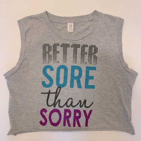 Graphic Print Workout Cropped Tank Top - Picture 1 of 7